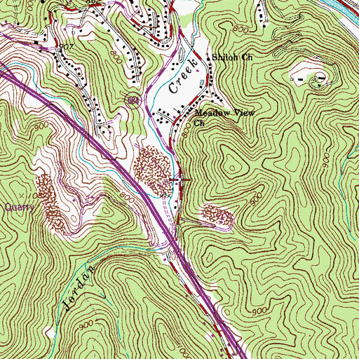 Topographic Map of Rangeley Creek, VA