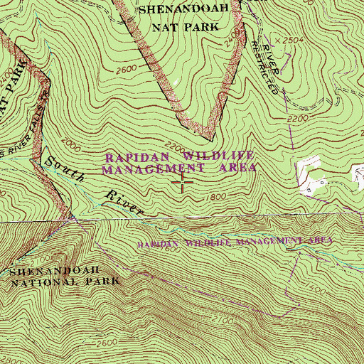 Topographic Map of Rapidan Wildlife Management Area, VA