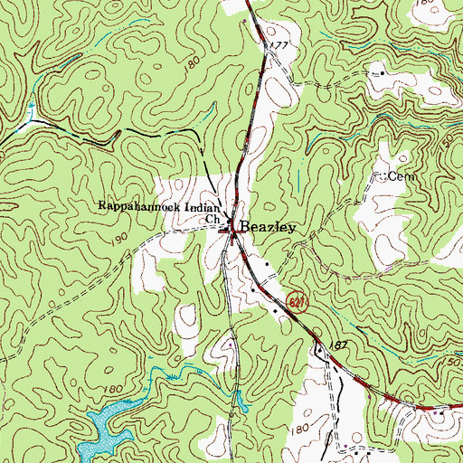 Topographic Map of Rappahannock Indian Church, VA