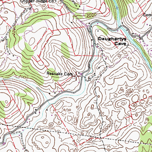 Topographic Map of Rasnake Cemetery, VA