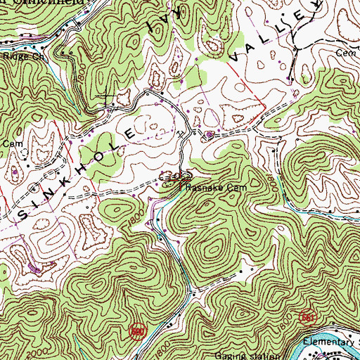 Topographic Map of Rasnake Cemetery, VA