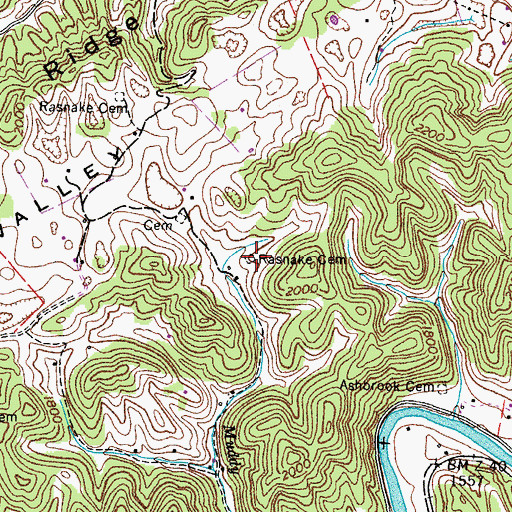 Topographic Map of Rasnake Cemetery, VA