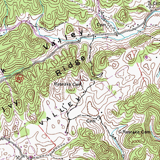 Topographic Map of Rasnake Cemetery, VA