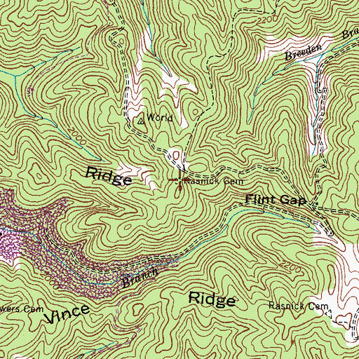 Topographic Map of Rasnick Cemetery, VA