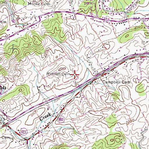 Topographic Map of Ratcliff Cemetery, VA
