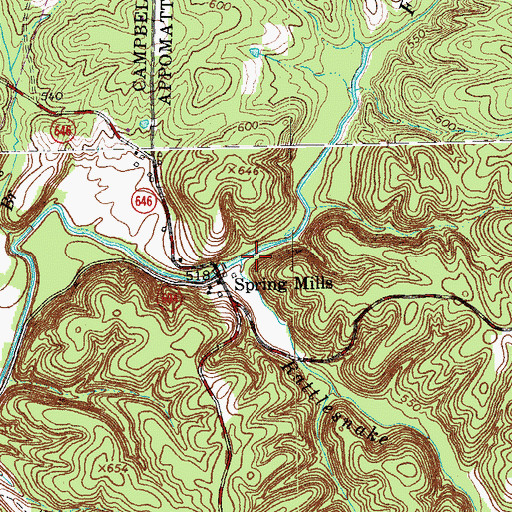 Topographic Map of Rattlesnake Creek, VA