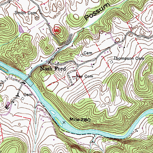 Topographic Map of Ray Cemetery, VA