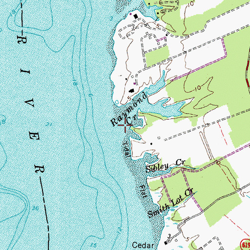 Topographic Map of Raymond Creek, VA
