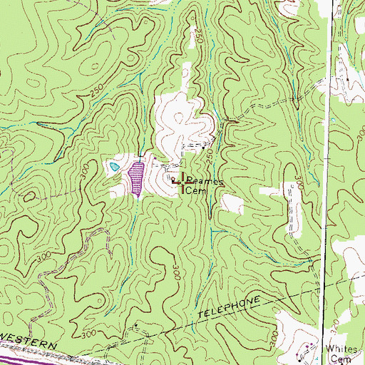 Topographic Map of Reames Cemetery, VA