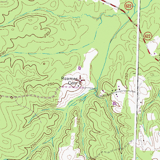 Topographic Map of Reames Cemetery, VA
