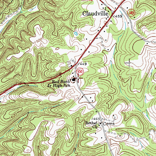 Topographic Map of Red Bank Junior High School, VA