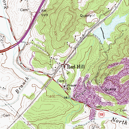 Topographic Map of Red Hill, VA