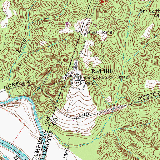 Topographic Map of Red Hill, VA