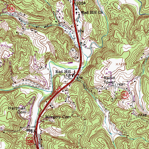 Topographic Map of Red Hill Church, VA