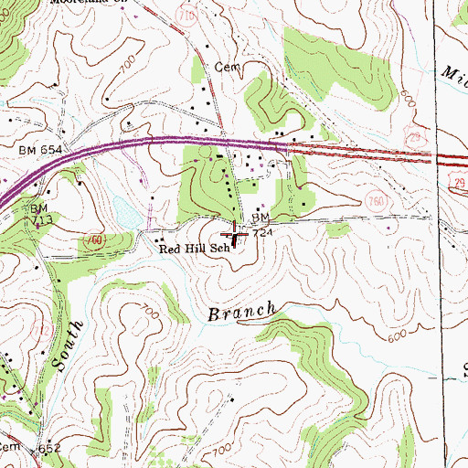 Topographic Map of Red Hill Elementary School, VA