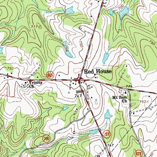 Topographic Map of Red House, VA