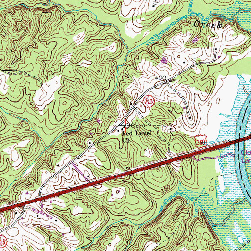 Topographic Map of Red Level Church, VA