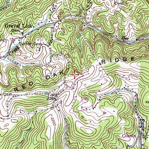 Topographic Map of Red Oak Ridge, VA