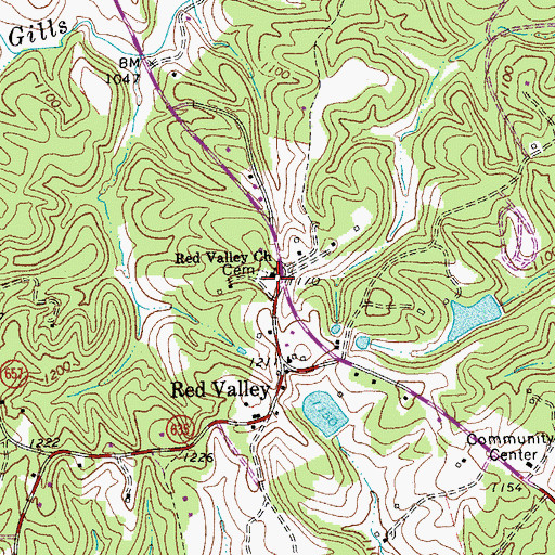 Topographic Map of Red Valley Church, VA