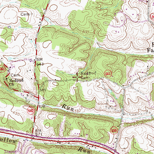Topographic Map of Redbud Cemetery, VA