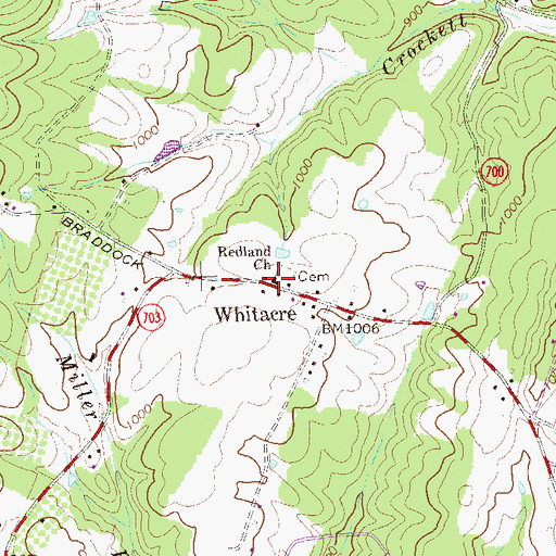 Topographic Map of Redland Church, VA