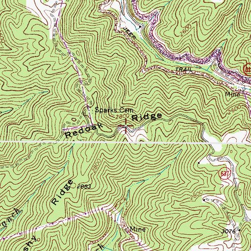 Topographic Map of Redoak Ridge, VA
