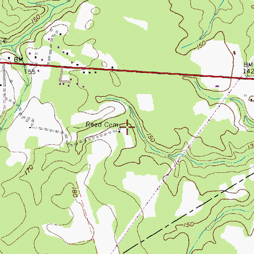 Topographic Map of Reed Cemetery, VA
