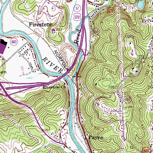 Topographic Map of Reed Creek, VA