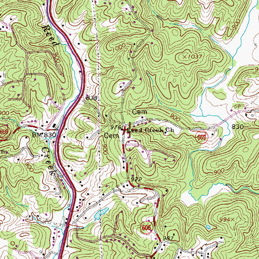 Topographic Map of Reed Creek Church, VA
