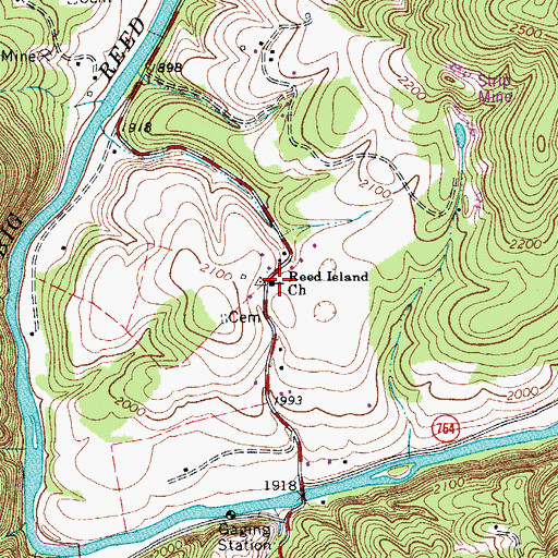 Topographic Map of Reed Island Church, VA