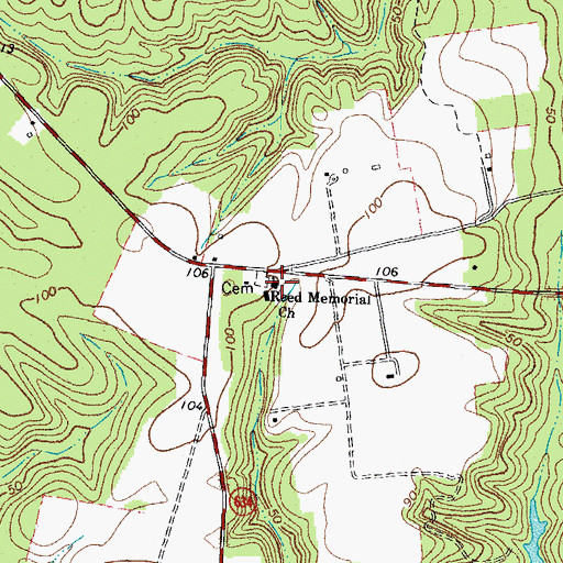 Topographic Map of Reed Memorial Church, VA