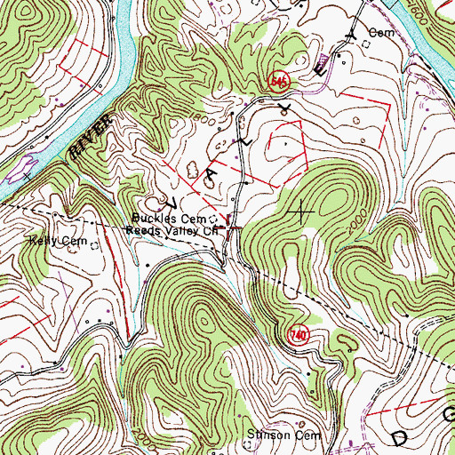 Topographic Map of Reeds Valley Church, VA