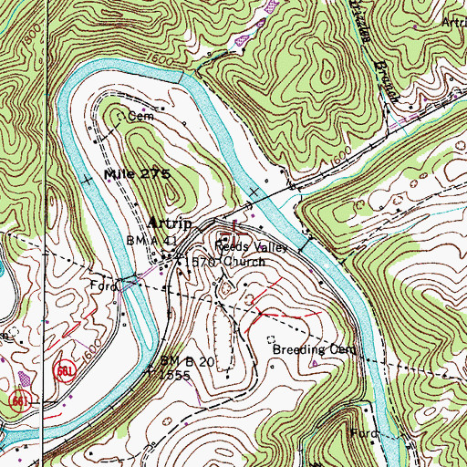 Topographic Map of Reeds Valley Church, VA