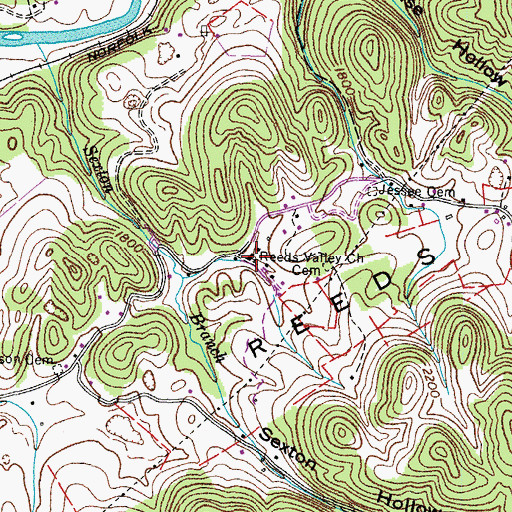 Topographic Map of Reeds Valley Church Cemetery, VA