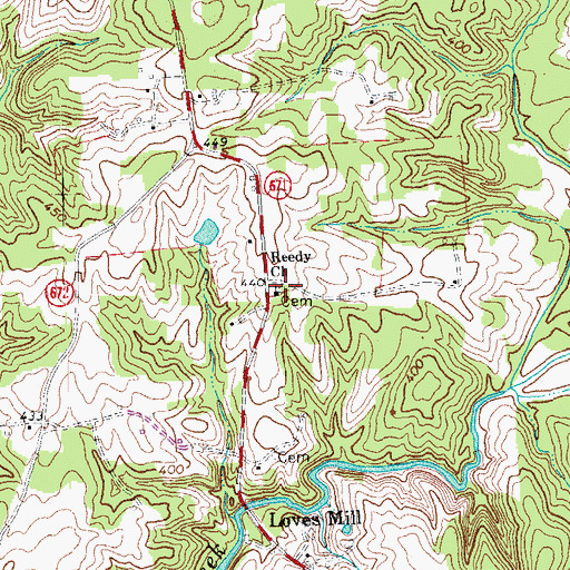 Topographic Map of Reedy Church, VA