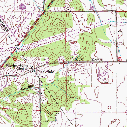 Topographic Map of Thomas Chapel, AL