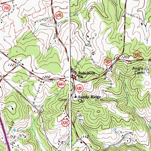 Topographic Map of Rehoboth Church, VA