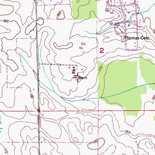 Topographic Map of Thompson Cemetery, AL
