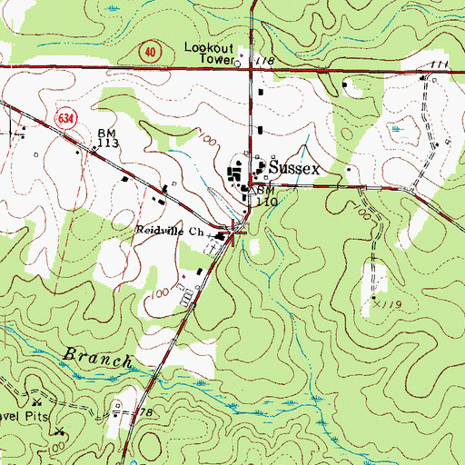 Topographic Map of Reidville Church, VA
