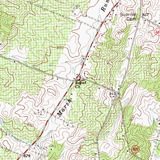 Topographic Map of Relief Church, VA