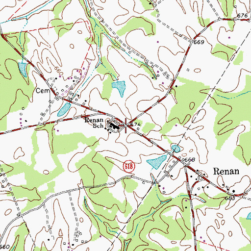 Topographic Map of Renan School, VA