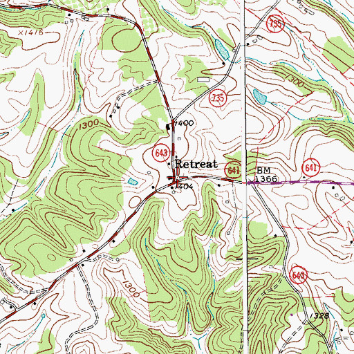 Topographic Map of Retreat, VA