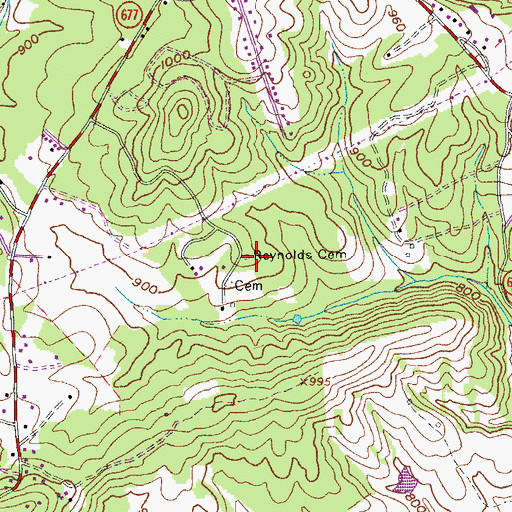 Topographic Map of Reynolds Cemetery, VA