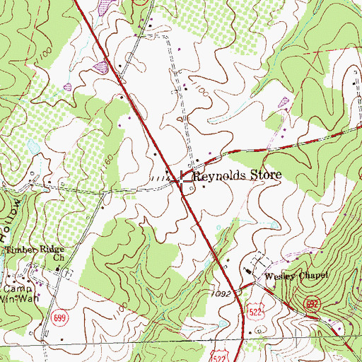 Topographic Map of Reynolds Store, VA