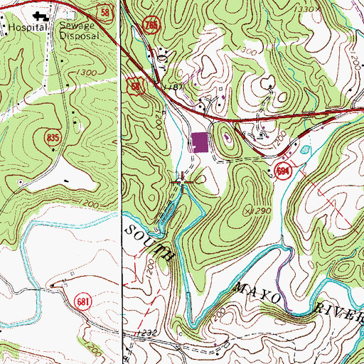 Topographic Map of Rhody Creek, VA
