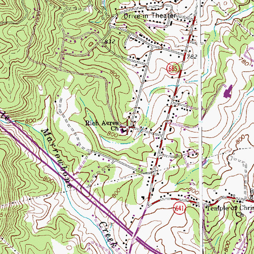 Topographic Map of Rich Acres Church, VA