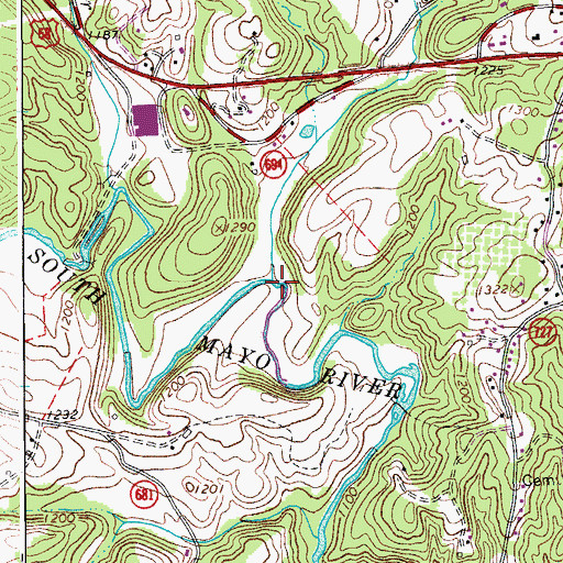 Topographic Map of Rich Creek, VA