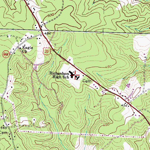 Topographic Map of Richardson High School, VA