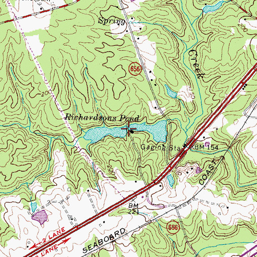 Topographic Map of Richardsons Pond, VA