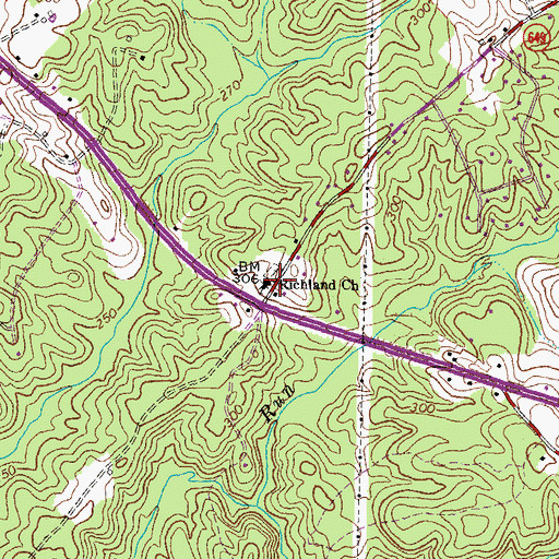 Topographic Map of Richland Church, VA